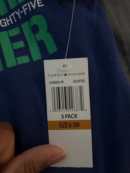 Tommy Hilfiger Navy One-Piece Bodysuit with Green & Yellow Logo - Picture 2 of 5